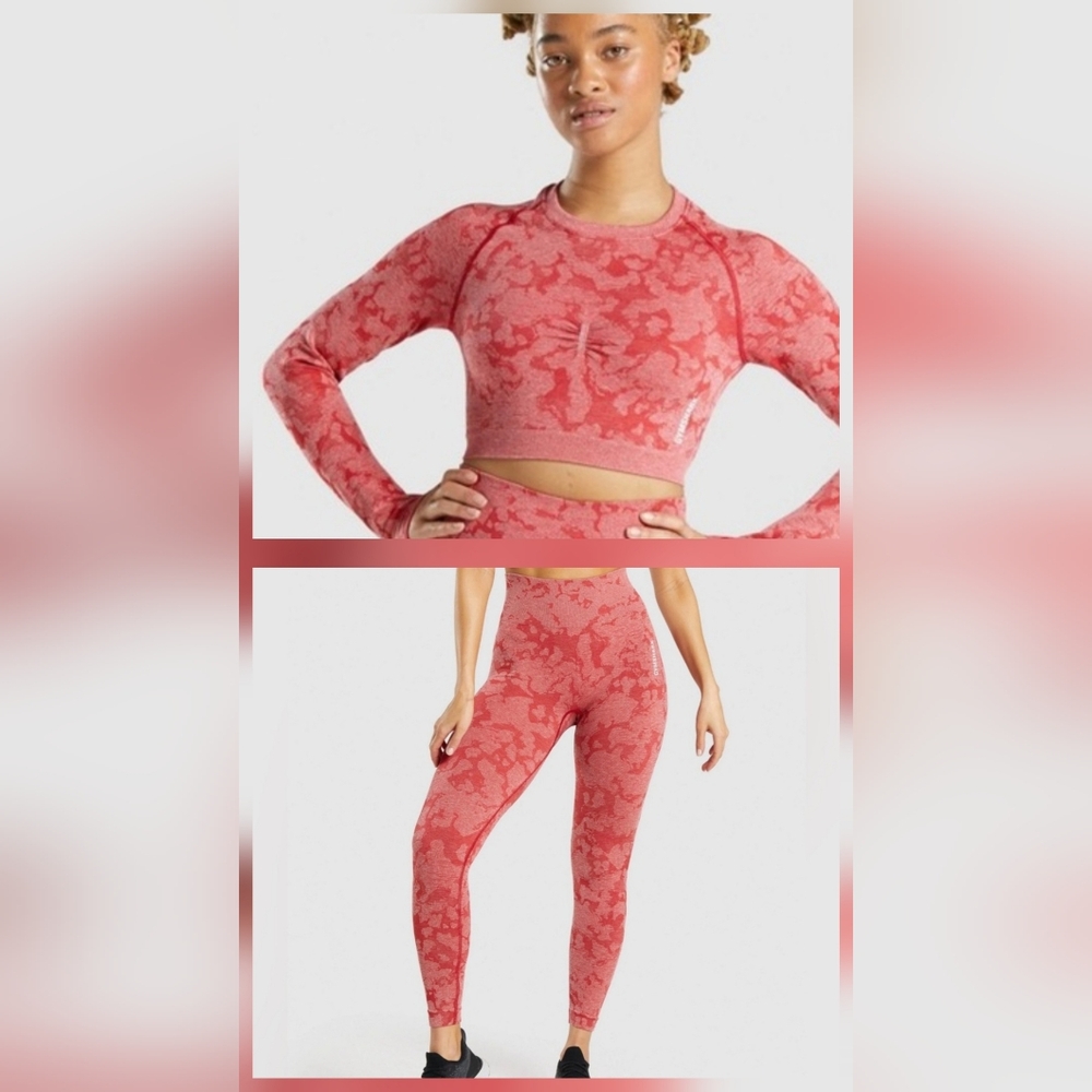 SET-Gymshark Camo leggings And Crop Top